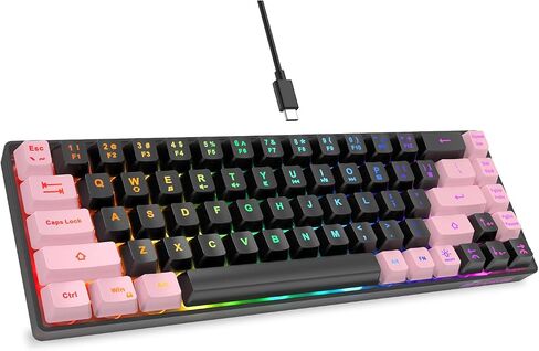GEODMAER 65% Gaming Keyboard, Wired Backlit Mini Keyboard, Ultra-Compact Anti-Ghosting No-Conflict 68 Keys Membrane Gaming Wired Keyboard for PC Laptop Windows Gamer in Saudi Arabia