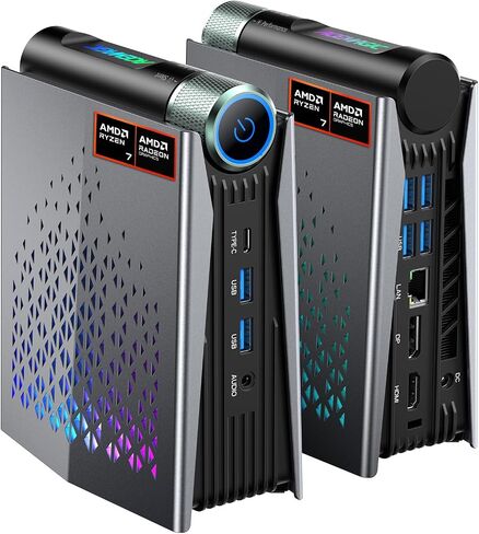 ACEMAGICIAN S3A Mini PC, Ryzen 7 H 255 (Up to 4.9GHz, 8C/16T), Radeon 780M Graphics, 16GB LPDDR5 RAM, 512GB PCIe4.0 SSD, Mini Desktop Computer for Content Creation, Programming, Gaming & Home Office in Saudi Arabia