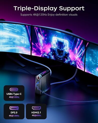 ACEMAGICIAN S3A Mini PC, Ryzen 7 H 255 (Up to 4.9GHz, 8C/16T), Radeon 780M Graphics, 16GB LPDDR5 RAM, 512GB PCIe4.0 SSD, Mini Desktop Computer for Content Creation, Programming, Gaming & Home Office in Saudi Arabia