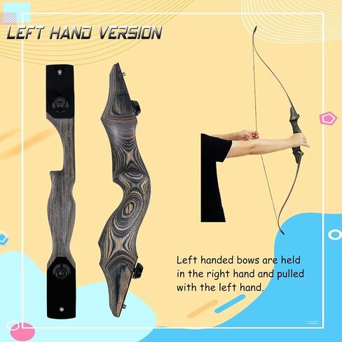 SinoArt 60" Takedown Longbow Archery Wooden Archery Bow Included Fur Rest Pad Stringer Tool Tab String Nocks Right and Left Hand for Hunting or Target(40lbs, Left Hand) in Saudi Arabia
