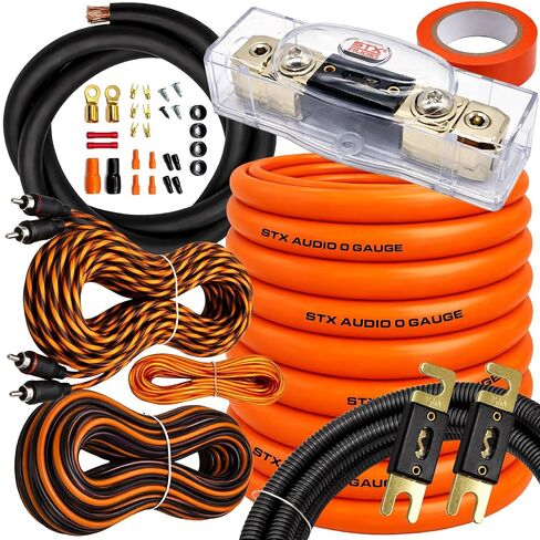 STX Audio SX0C 0 Gauge Amplifier Wiring Kit - True Spec 0 AWG Power Cable, ANL Fuse Holder with 200A & 250A Fuses, RCA & Speaker Cables - Complete Installation Kit for Car Audio Systems in Saudi Arabia
