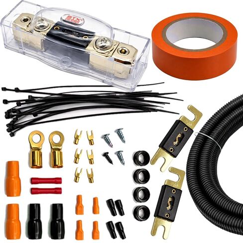 STX Audio SX0C 0 Gauge Amplifier Wiring Kit - True Spec 0 AWG Power Cable, ANL Fuse Holder with 200A & 250A Fuses, RCA & Speaker Cables - Complete Installation Kit for Car Audio Systems in Saudi Arabia