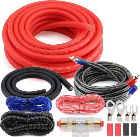 0 Gauge Amplifier Wiring Kit 3000 Watt Complete Car AMP Audio Installation CCA Kit, Subwoofer Wiring Kit with Power Ground Cable, RCA Cable, Fuse Holder for Cars, Trucks, RVs, ATVs Radio and Speaker in Saudi Arabia