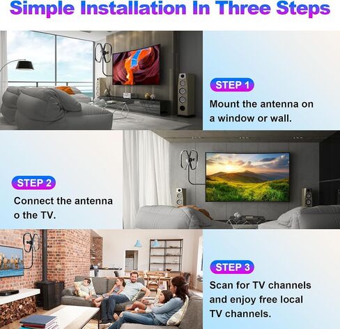 TV Antenna Indoor Outdoor,5300+ Miles Dual TV Digital Antenna,No Cable Fees | HDTV Antenna Smart TV/All Old TVs,360° Reception Local Channels,Waterproof Strongest Amplifier-Support 8K 4K 1080p-38FT Cable in Kuwait