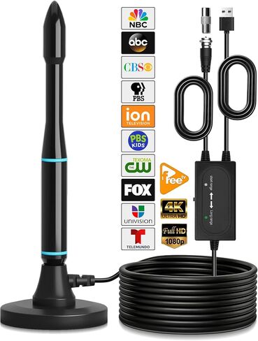 TV Antenna for Smart TV Indoor, 2026 Digital TV Antenna for Local Channels | Long Range 360° Reception Digital Antenna for Smart TV Indoor for All TVs, Easy to Install, Supports 4K 1080p 16FT Cable in Saudi Arabia