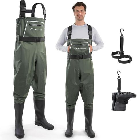 Calamus WaveWalker Fishing Waders for Men & Women | 100% Waterproof, Slip-Resistant Boots,Tear-Resistant Nylon, Reinforced Knee Pads, Multiple Pockets, Wader Hanger in Saudi Arabia
