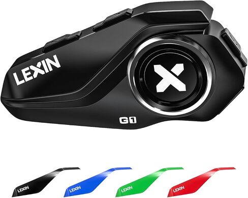 LEXIN G1 Motorcycle Bluetooth Headset, 40mm Helmet Speakers, Dual Mics | Hands-Free Calls, Music & GPS, IP67 Waterproof, 800mAh Battery, 4 Interchangeable Faceplates, Universal Helmet Fit in Saudi Arabia
