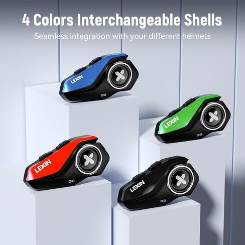 LEXIN G1 Motorcycle Bluetooth Headset, 40mm Helmet Speakers, Dual Mics | Hands-Free Calls, Music & GPS, IP67 Waterproof, 800mAh Battery, 4 Interchangeable Faceplates, Universal Helmet Fit in Saudi Arabia