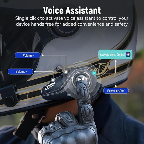 LEXIN G1 Motorcycle Bluetooth Headset, 40mm Helmet Speakers, Dual Mics | Hands-Free Calls, Music & GPS, IP67 Waterproof, 800mAh Battery, 4 Interchangeable Faceplates, Universal Helmet Fit in Saudi Arabia