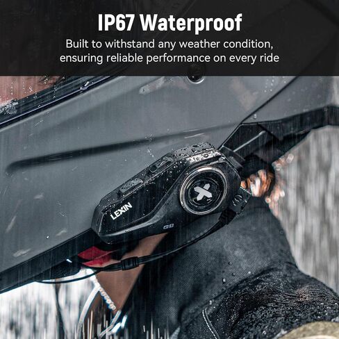 LEXIN G1 Motorcycle Bluetooth Headset, 40mm Helmet Speakers, Dual Mics | Hands-Free Calls, Music & GPS, IP67 Waterproof, 800mAh Battery, 4 Interchangeable Faceplates, Universal Helmet Fit in Saudi Arabia