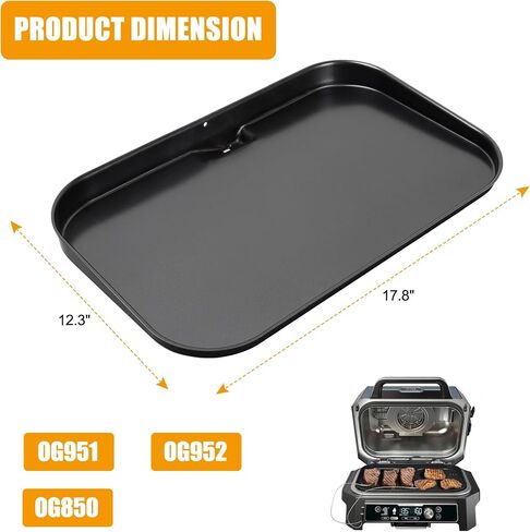 BBQ PLUS Griddle Plate for Ninja Woodfire OG951 OG850 OG952 Grill Accessories,Non-Stick Flat Top Cooking Griddle Pan Replacement Parts for Ninja OG800 OG900 Series Pro Connect XL Grill in Saudi Arabia