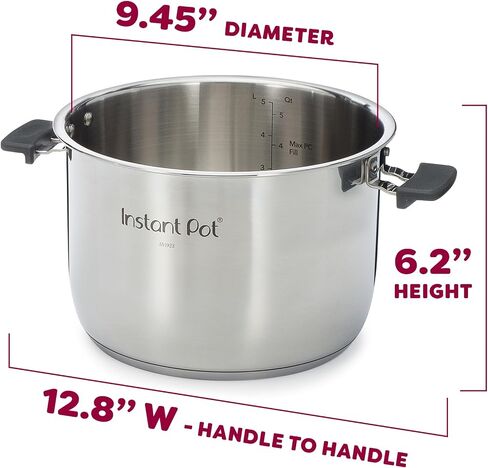 Instant Pot Stainless Steel Inner Cooking Pot with Handles, 6-Qt, Polished Surface, Use with 6-Qt Duo Evo, Pro & ProPlus in Saudi Arabia