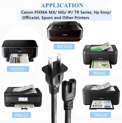 Printer Power Cord Compatible with Canon PIXMA MX MG Series | UL Listed 2 Prong Power Cable Replacement, 6Ft Long in Saudi Arabia