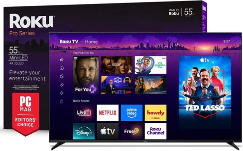 Roku 75-Inch Pro Series Smart TV - 4K QLED Mini-LED TV - RokuTV | Flat Screen Television with 120Hz Refresh Rate & Dolby Vision IQ, Live News, Sports, Entertainment - Backlit Voice Remote Pro in Kuwait