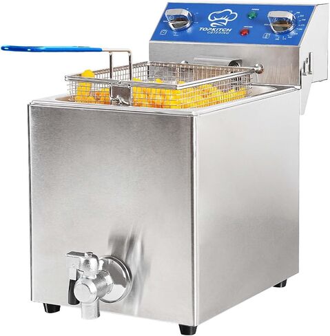TOPKITCH 8.5Qt Electric Fryer with Oil Drain,30 Minutes Timer,Stretch forming oil tank,Lid and Solid Wire Mesh Basket,Medium Duty Commercial Electric Countertop Deep Fryers-120V,1800W in Saudi Arabia