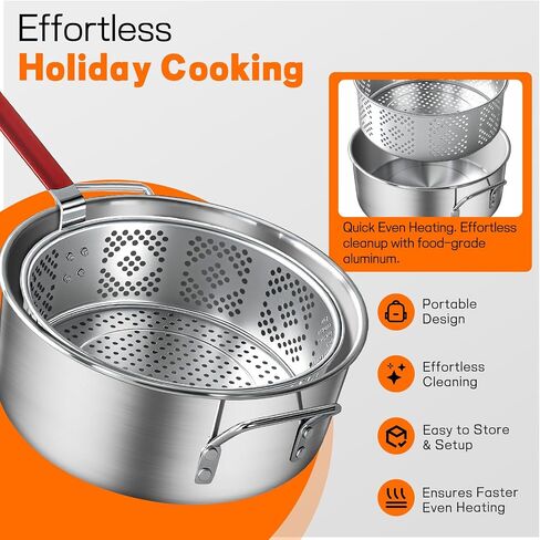 Veralune 10QT Deep Fryer Pot with Basket, Grade Outdoor Fryer | suitable for 4–6 people, perfect for seafood, chicken and French fries. in Saudi Arabia