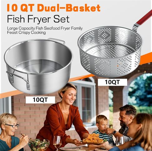 Veralune 10QT Deep Fryer Pot with Basket, Grade Outdoor Fryer | suitable for 4–6 people, perfect for seafood, chicken and French fries. in Saudi Arabia
