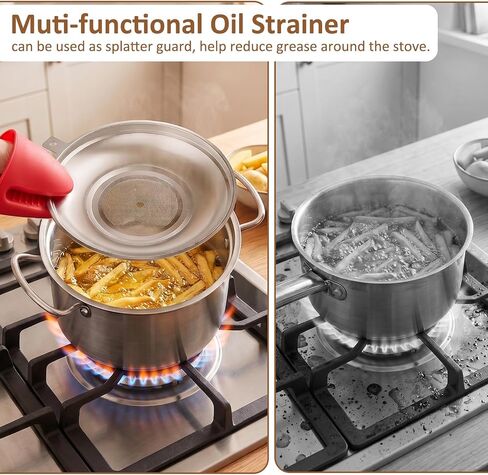 OPENICE Deep Fryer Pot with Basket, Lid, Splatter Guard, 6.3QT/6.0L | Stainless Steel Frying Pot for Stove Top Frying, Boiling, Outdoor Camping | Compact Design for Easy Cabinet Storage in Saudi Arabia