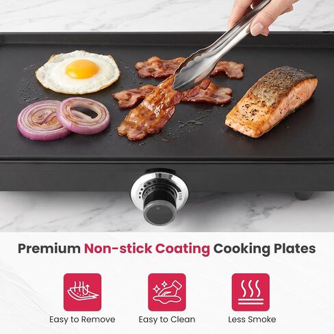 SUNVIVPRO 38" x 11" Foldable Electric Griddle with 2 Cooking Zones | 1700W XL Electric Griddle with Nonstick Plates & Drip Tray, 150-450℉ Adjustable Temp, Ideal for Family Parties & BBQ, Black in Saudi Arabia