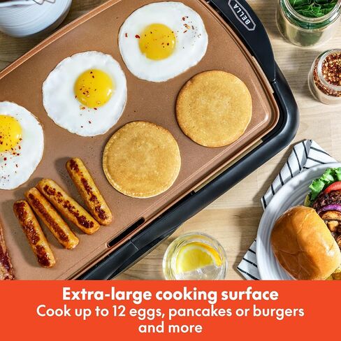 bella Electric 10.5"x20" Ceramic Non-Toxic, Titanium Griddle, Copper/Black in Saudi Arabia
