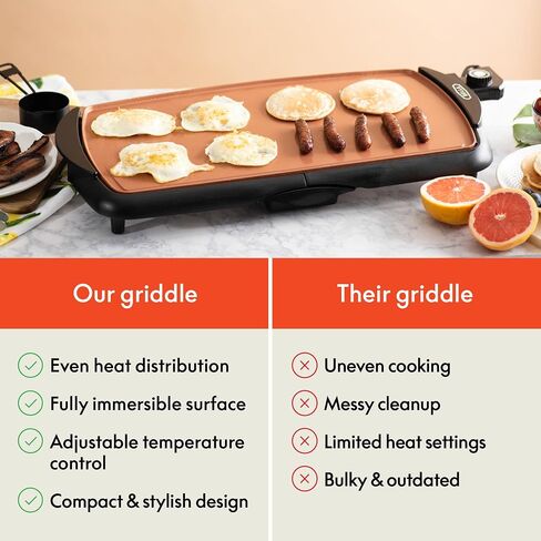 bella Electric 10.5"x20" Ceramic Non-Toxic, Titanium Griddle, Copper/Black in Saudi Arabia