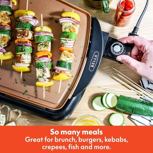 bella Electric 10.5"x20" Ceramic Non-Toxic, Titanium Griddle, Copper/Black in Saudi Arabia