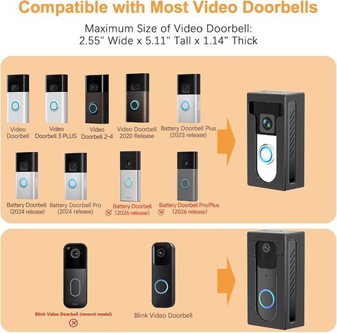 No Drill Adhesive Video Doorbell Mount Compatible for Ring/Blink Video Doorbell, Not Block Doorbell Sensor, QIBOX Anti-Theft Camera Mount Bracket Cover Holder in Kuwait