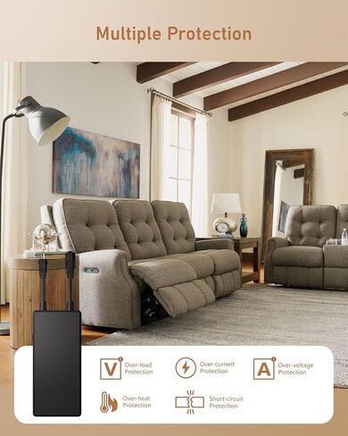 6000mAh Universal Battery Pack for Reclining Furniture | Zero Standby Power, LED Display, 2-Pin Connector, Cordless, Compatible with Power Recliner, Sofa and Sectional in Kuwait