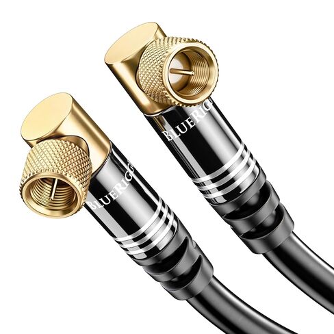 BlueRigger RG6 Coaxial Cable (10FT, 90° Angled to 90° Angled Connector Pin, Gold Plated, Triple Shielded) – Digital Audio Video Coax Cable Cord for HDTV, CATV, Modem, Satellite Receivers in Saudi Arabia