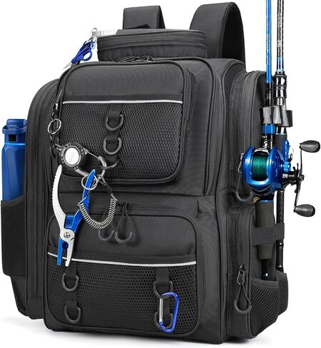 WANOON Fishing Backpack, fishing bag with Rod Holders. Large tackle Backpack Strong Materials in Saudi Arabia