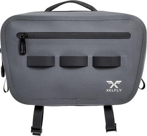 Xelfly - Waterproof Fishing Backpack with Rod Holder, Inflatable Air Valve, Padded Waist Straps & Gear Loops - Submersible Zipper, Rugged Top Handle, Adjustable Attachments (Gray) in Saudi Arabia