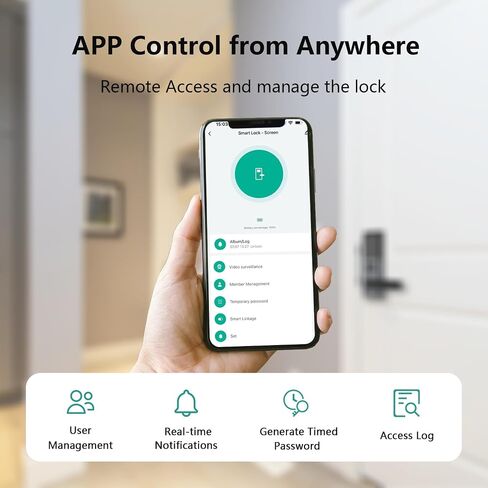 Smart Lock with Camera, Doorbell, Lever Handle, Screen for Front Door | Face, Palm Vein, Fingerprint & Keypad Entry, Video Doorbell, 2-Way Audio, WiFi, Live View, Night Vision, IP65, 2 Batteries in Saudi Arabia