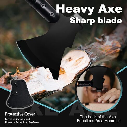 GOJAWAY 55" Camping Shovel & Axe Combo, 20 in 1 Multi Tool, Survival Kit | 3CR13 Stainless Steel, 3-Angle Shovel, Axe, Saw, Fire Starter, Compass, Whistle, Rope, 55" Rods, for Outdoor & Emergency Use in Saudi Arabia