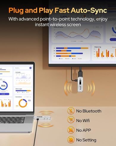2026 Upgraded Wireless HDMI Transmitter and Receiver, 328FT/100M, Wireless HDMI 4K Decode 1080P@60Hz Output Zero Latency, Plug&Play Dual-Band 5.8+2.4G Video and Audio for PC/Laptop/TV/Monitor in Saudi Arabia