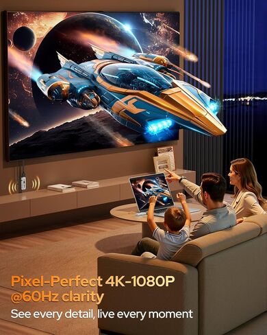2026 Upgraded Wireless HDMI Transmitter and Receiver, 328FT/100M, Wireless HDMI 4K Decode 1080P@60Hz Output Zero Latency, Plug&Play Dual-Band 5.8+2.4G Video and Audio for PC/Laptop/TV/Monitor in Saudi Arabia