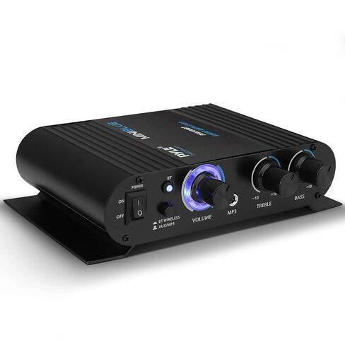 Pyle Wireless Bluetooth Home Audio Amplifier - 90W Dual Channel Mini Portable Power Stereo Sound Receiver w/ Speaker Selector, RCA, AUX, LED, 12V Adapter - For Smartphone PA, Studio Use - PFA330BT in Saudi Arabia