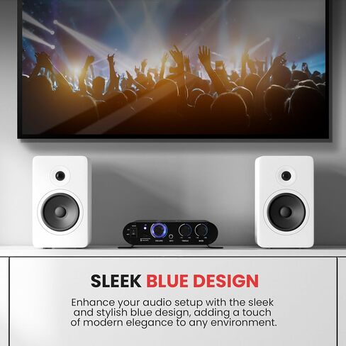 Pyle Wireless Bluetooth Home Audio Amplifier - 90W Dual Channel Mini Portable Power Stereo Sound Receiver w/ Speaker Selector, RCA, AUX, LED, 12V Adapter - For Smartphone PA, Studio Use - PFA330BT in Saudi Arabia