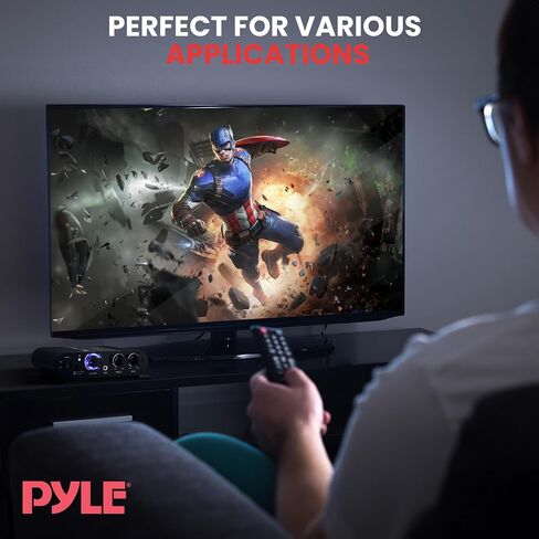 Pyle Wireless Bluetooth Home Audio Amplifier - 90W Dual Channel Mini Portable Power Stereo Sound Receiver w/ Speaker Selector, RCA, AUX, LED, 12V Adapter - For Smartphone PA, Studio Use - PFA330BT in Saudi Arabia