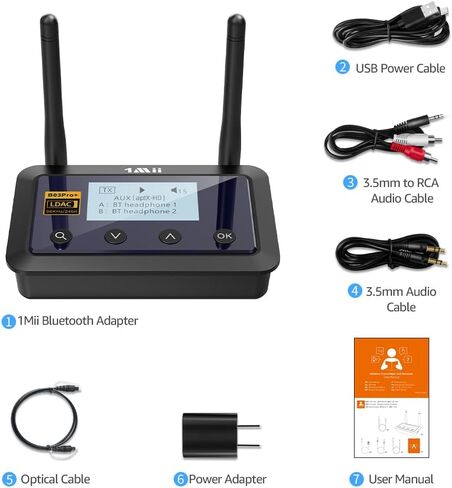 1Mii B03Pro+ Bluetooth 5.3 Transmitter Receiver w/LDAC for TV Home Stereo in Kuwait