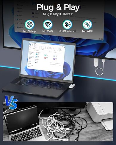 Alxum USB-C Wireless HDMI Transmitter & Receiver, 2-in-1 Kit: Plug & Play & AirPlay/Miracast Casting, 165ft/50m, 4K Decode 1080P@60Hz Output, 5G+2.4G for Laptop/Phone/Tablet to Monitor/Projector/TV in Saudi Arabia