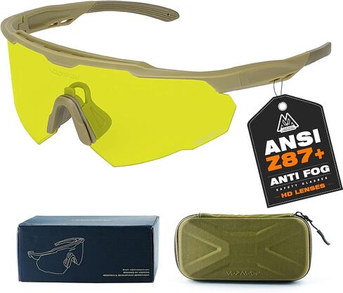 Range Tactical Shooting Glasses ANSI Z87+ UV400 Safety Glasses | High Definition Lenses, Anti Fog/ Scratch, Ballistic Protective Eyewear, Eye Protection for Men Women in Kuwait