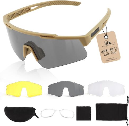 Tactical Eyewear Anti Fog, ANSI Z87.1 Sports Glasses with 3 Interchangeable Lens UV400 Protection Airsoft Goggle in Saudi Arabia