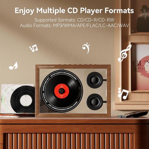 Retro CD Player Bluetooth 5.4 Speaker for Home Office Wall & Desktop Mount | FM Radio, Gifts for Men, TF Card Support, 5000mAh Battery, LED Night Light, Built-in Mic, Remote Control, Dual Speakers in Saudi Arabia