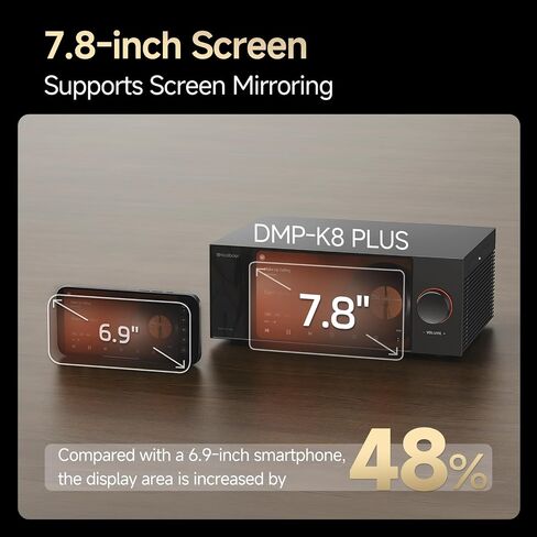 DMP-K8 Plus Audio Streamer,DAC,AMP,HiFi CD Player,AI Music Player,8GDDR4+64GeMMC,Supports Dual Solid-State Drives,4X ESS9039Q2M DAC,WIFI6,Airplay,DLNA,768kHz/32bit,DSD512,Parametric EQ,Spectrums in Saudi Arabia