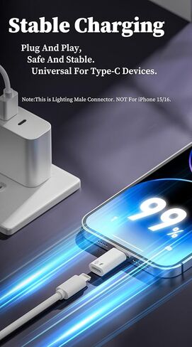 Lightning Female to USB-C Male OTG Audio& Charging Adapter | 2-in-1 Adapter, Type-C Female to Lightning Male, Audio & Charging Converter, For Apple Lavalier Mic, Sound Card,1Pack in Kuwait