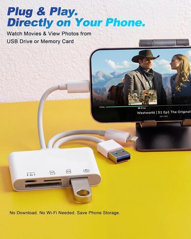 Flash Drive Adapter for iPhone/Android/PC, 4-in-1 Reader with SD/TF/USB-A/C | SD/microSD Slot, USB-A/USB-C Flash Drive Port, Type-C Supports Charging/Data, Transfer Camera Photo to Phone, Plug & Play in Saudi Arabia