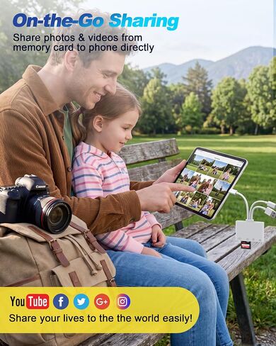 Flash Drive Adapter for iPhone/Android/PC, 4-in-1 Reader with SD/TF/USB-A/C | SD/microSD Slot, USB-A/USB-C Flash Drive Port, Type-C Supports Charging/Data, Transfer Camera Photo to Phone, Plug & Play in Saudi Arabia
