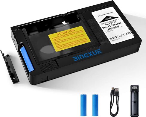VHS-C Tape Cassette with Battery Charger Adapter vhc Adapter VHS Cassette Adaptor Suit for Video Cassette/VCR Player insuitable 8mm/Hi8/MiniDV in Saudi Arabia