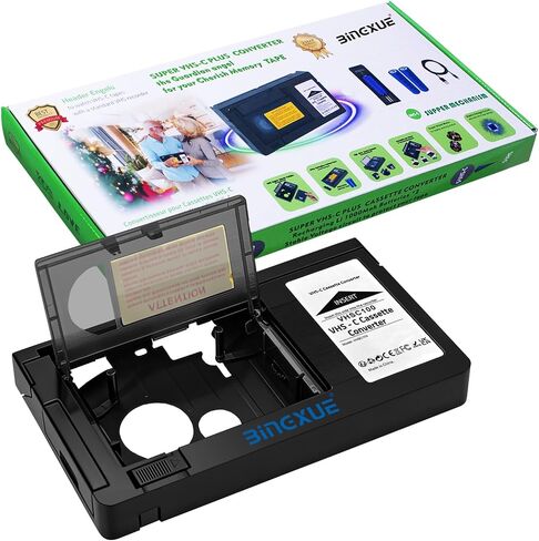 VHS-C Tape Cassette with Battery Charger Adapter vhc Adapter VHS Cassette Adaptor Suit for Video Cassette/VCR Player insuitable 8mm/Hi8/MiniDV in Saudi Arabia