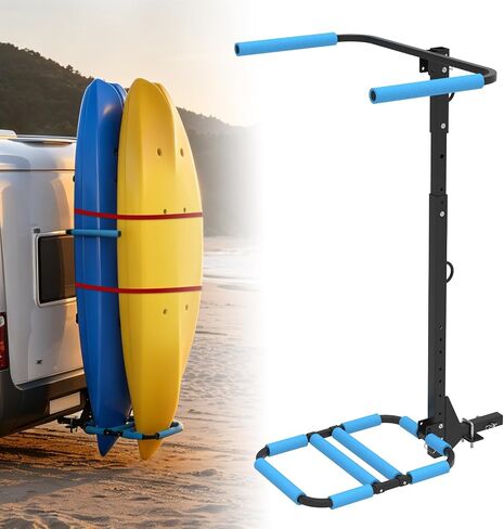 Upgraded RV Hitch Mount Kayak Rack for 2 Kayaks up to 12 FT | 300 lbs Capacity,Adjustable Height and Base,Foldable Storage,2'' Hitch Receiver,Vertical Carrier for RV, Truck, SUV in Saudi Arabia
